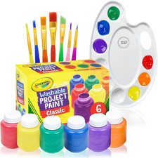 Kids Painting Set, Washable Paint for Kids 6 Colors, 7 Paintbrushes, Paint Palet