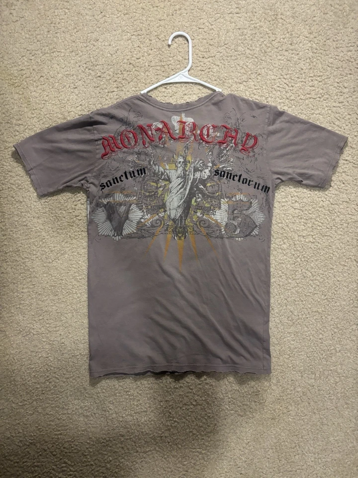 Camiseta Gráfica Monarchy Para Hombre Mediana Marrón Cresta Alada Corona Cruz EE. UU.  Foto 3 de 4