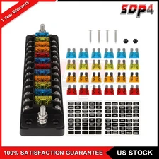 Automotive 12 Way Blade Fuse Block Box Holder With Sticker Label 24 Free Fuses