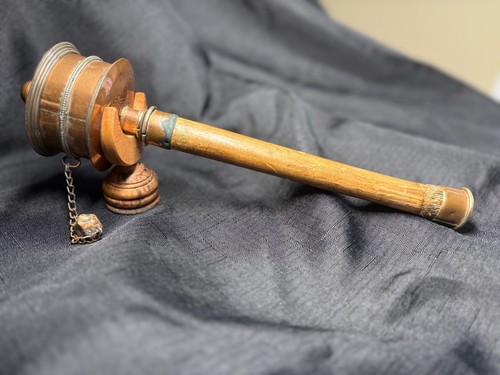 Purify Negative Karma: Tibetan Buddhist Hand Spinning Prayer Wheel w/wood stand