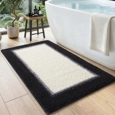 43x24 Black and White Soft Absorbent Non Slip Bathroom Rugs Bath Mats