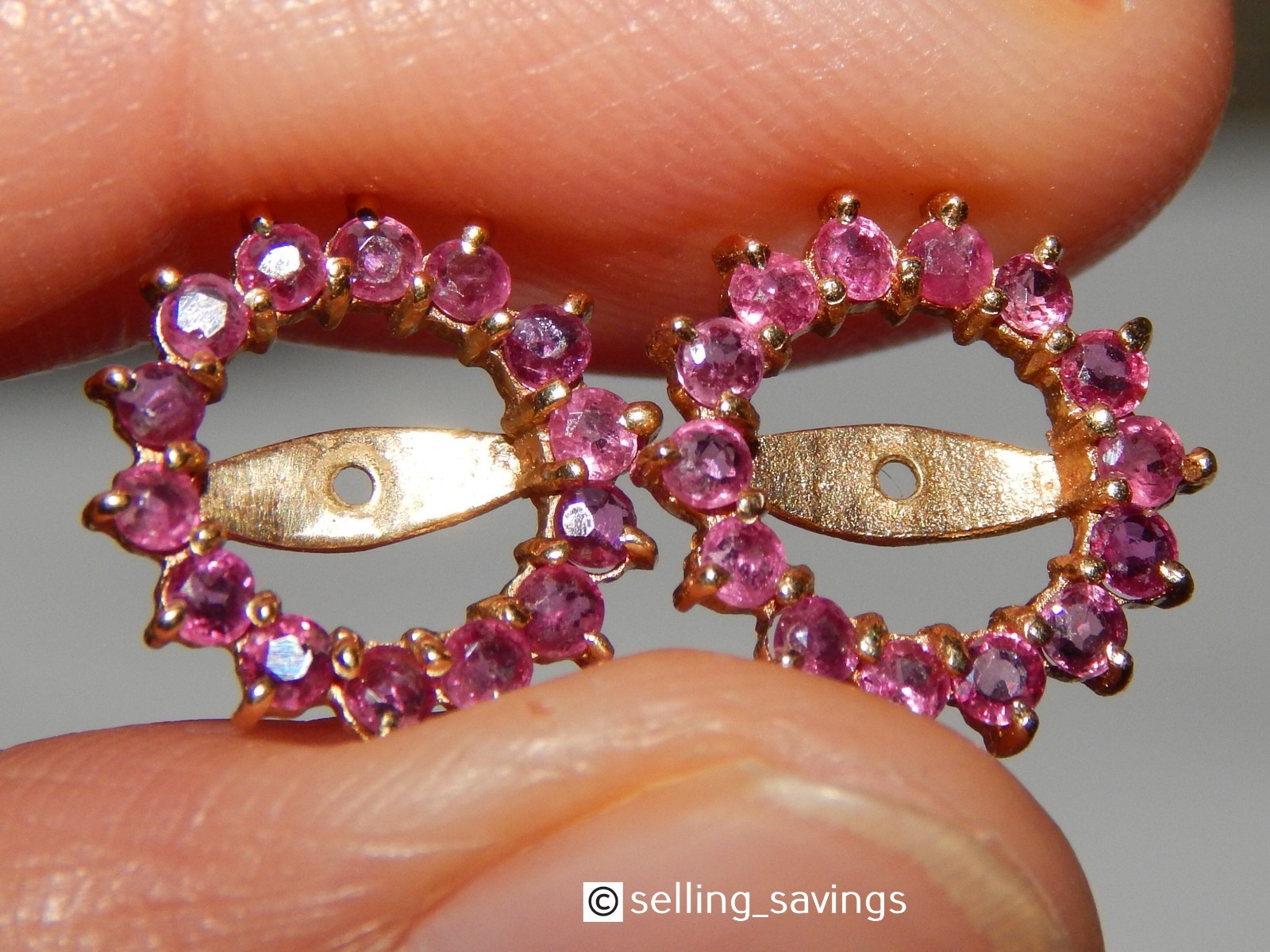 14K SOLID YELLOW GOLD NATURAL RUBY EARRING JACKET… - image 4