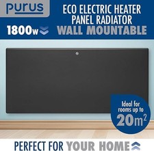 Purus IP24 Bathroom Safe Electric Panel Heater Wall Mounted Radiator 600W-2000W