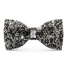 Rhinestone Bow Ties for men, Adjustable Length Sequin Pre-Tied Bow Ties A-black