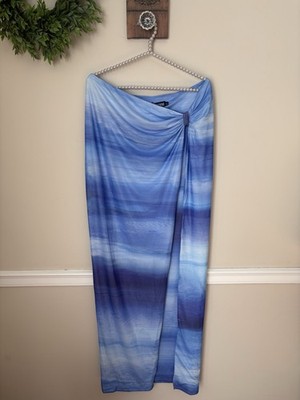 NWT Babyboo Womens Size XL Brynn Maxi Skirt Blue Haze Print