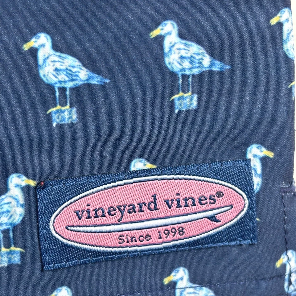 Vineyard Vines Boy's Chappy Trunks Seagull Perch Navy Sz 7 Swim Shorts Beach NWT - Image 3 of 4