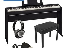 Roland Digital Piano FP-10 with a stand, pedal, headphones, and a chair. New