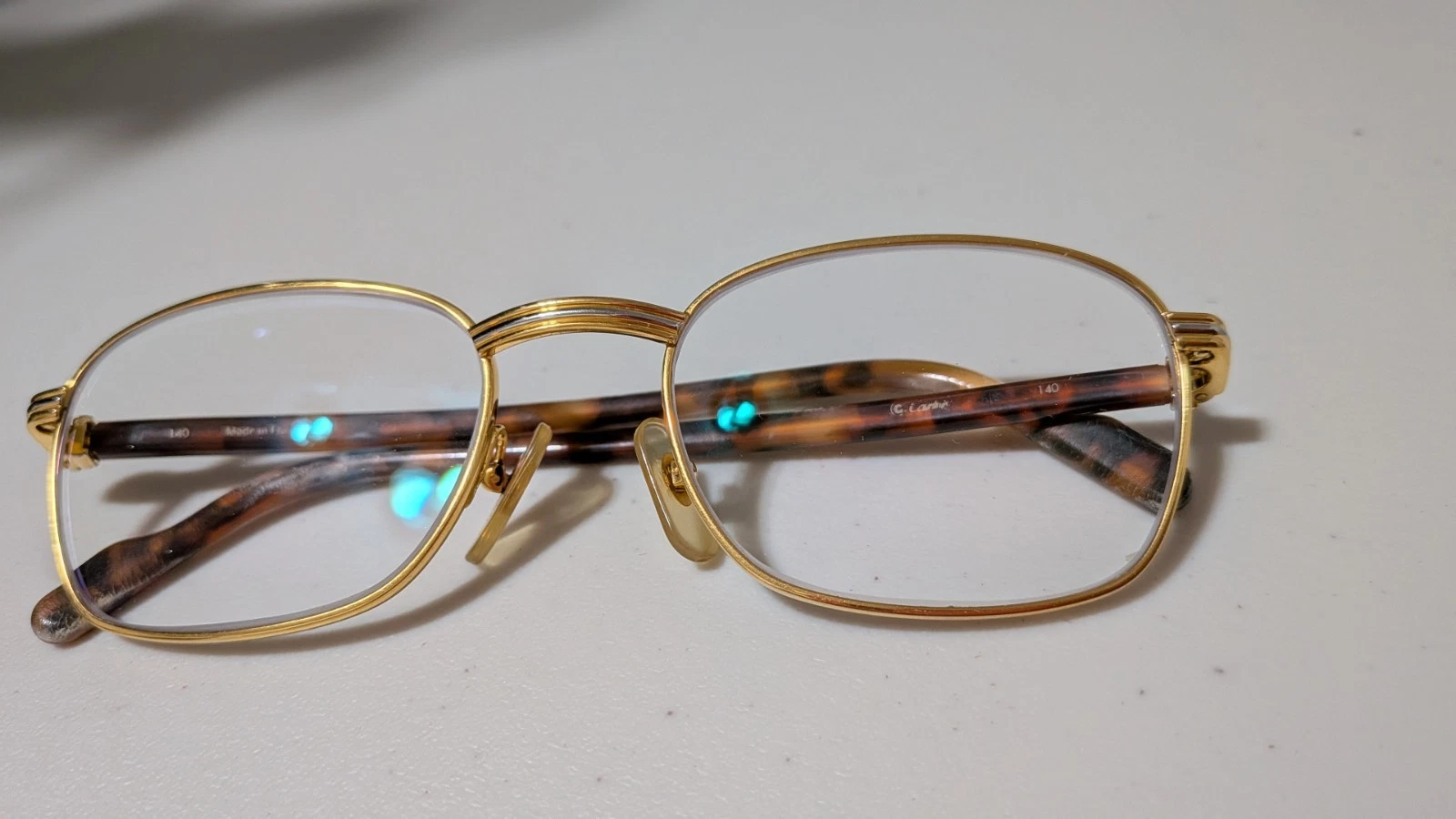 Cartier — Very Rare Authentic Cartier 52mm Gold Silver Tortoise Frames Glasses France