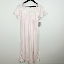 Miss Elaine Cotton Lace-Trim Long Nightgown Women's Size Small