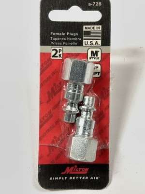 Milton S728 1/4'' M-Style Female Plugs,  2/Pack, Made In USA