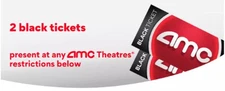 2 AMC Theatres Black Movie Ticket, No Expiration *Fast Delivery!*