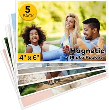 5 Pack Magnetic Picture Frame, 4 X 6 Inches Fridge Magnetic Photo Frames, Magnet