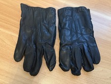 VTG BLACK LEATHER GLOVES WARM LINED Large - EUC CLEAN