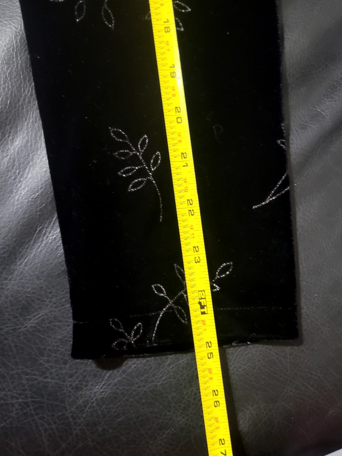 Black Velvet Leaf Pattern Button Front Cardigan T… - image 7