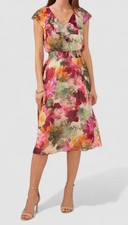 Vince Camuto Women's Red/Green Smocked Waist Midi Dress Size S