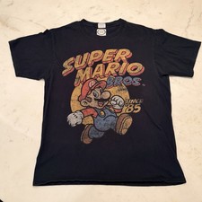 Nintendo Super Mario Bros. Retro Black Men's Graphic Crew Neck T-Shirt Size M