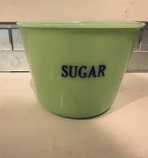 Vintage McKee Jadeite Canister With Lid And Black Sugar Lettering