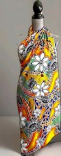 Pareo Sarong Hawaiian Polynesian Tropical Lava lava Wrap Turquoise Tangerine
