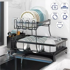 Kitchen Dish Cup Drying Rack Utensil Drainer Dryer Tray Cutlery Holder Organizer