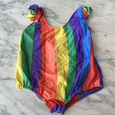 Vintage Toddler Rainbow Stripe Swimsuit RARE 
