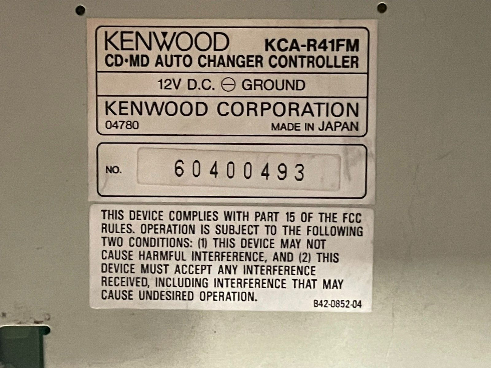 KENWOOD KCA-R41FM Contoller for CD.MD Auto Charger, Made in Japan