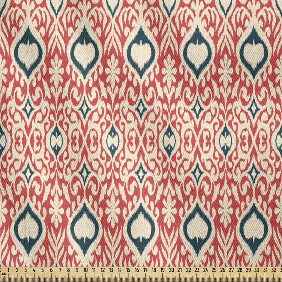 ABAKUHAUS Volk Microfaser Stoff als Meterware Floral Aztec Ikat Kunst Muster