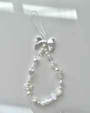 Cute White Bow Phone Charm Coquette Y2K Aesthetic