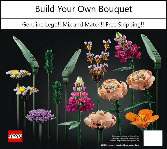 Lego Flower 3D, Building Block Flower, Gift for Girls