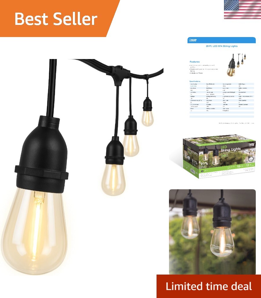 20ft Waterproof LED String Lights Commercial Grade Shatterproof Linkable Outdoor