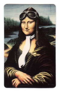 MONA LINDY Phone Card Mona Lisa SIGNED Newcomer DaVinci Recreation Aviation Art
