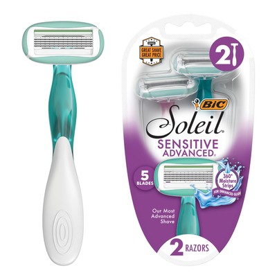 BIC Soleil Sensitive Advanced Women's Disposable Razors, 5 Blades, 2 Count
