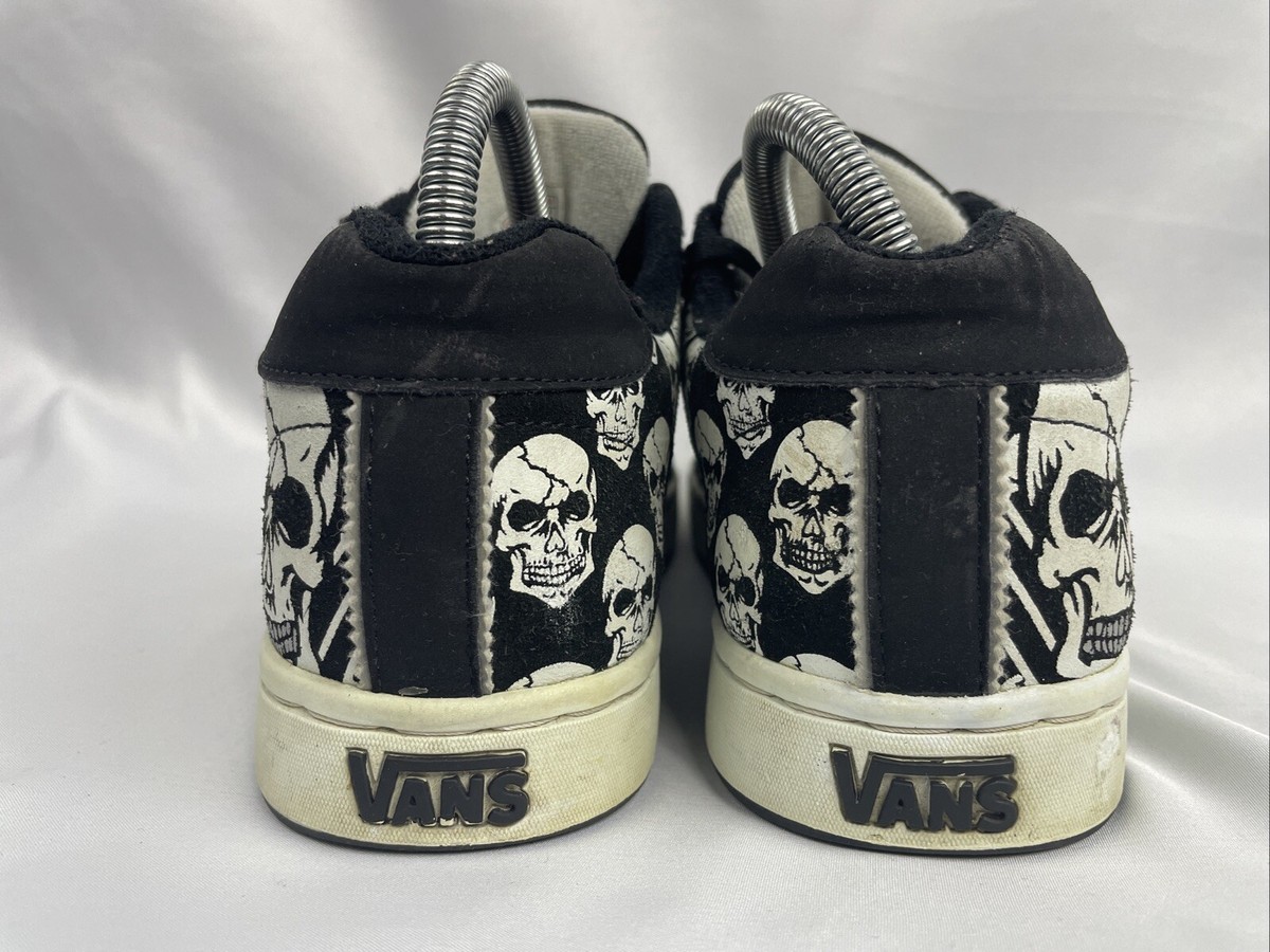 Vans Widow Skulls Fat Tongue Skate Shoes Black White Black