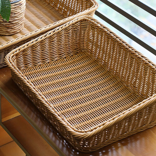 Hand-woven Storage Basket Rattan Storage Tray Wicker Basket Bread Storage Basket - Picture 1 of 8