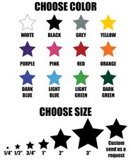 Star stickers Permanent outdoor glossy vinyl decals - Pick your size and color 