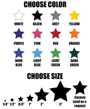 Star stickers! Permanent outdoor glossy vinyl decals - Pick your size and color!
