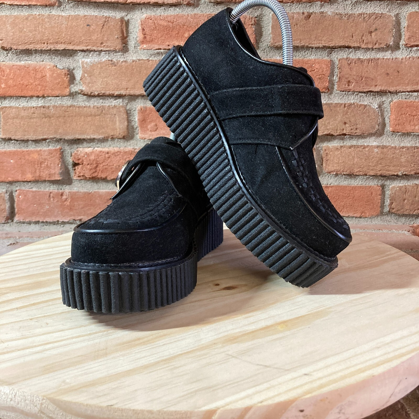Demonia Black Platform Creepers Goth Black Suede Shoe… Gem