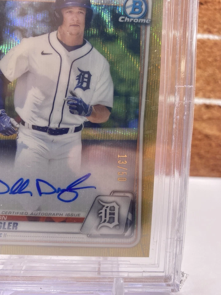 Dillon Dingler 2020 Bowman Draft Chrome Auto 1st Gold Wave /50 BGS 9.5 Tigers - Image 3 of 3