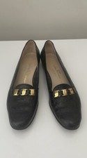 Vintage Salvatore Ferragamo Ponza Black Leather Croc Embossed Loafers Size 8 AAA