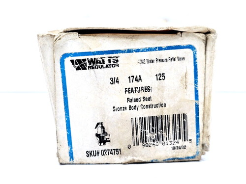 HOBART 00-082010 WATTS ¾ 174A-125 ASME PRESSURE SAFETY RELIEF VALVE - Picture 10 of 11