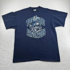 Vintage Toronto Argonauts Shirt Mens 2XL Blue Single Stitch Canada CFL Bulletin
