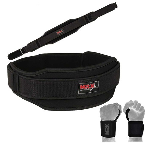 MRX Weight Lifting Belt With Wrist Wraps Gym Workout Training Bodybuilding Set - Picture 10 of 74