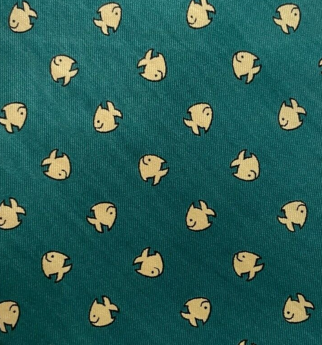 Teal Beige Fish CHANEL Silk Tie Italy - Picture 1 of 8