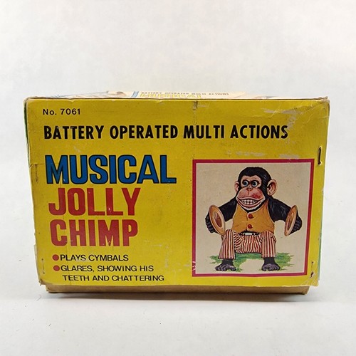 FUNCIONA MUSICAL JOLLY CHIMPANCÉ DE COLECCIÓN DAISHIN JUGUETE HISTORIA APLAUDIENDO PLATILLO CAJA MONO - Imagen 11 de 13
