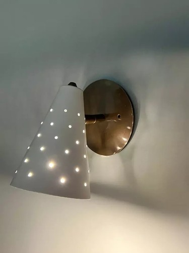 Pair Mid Century Modern Wall Sconce Stilnovo Brass Wall Fixture Lamps 1950's - Picture 4 of 6
