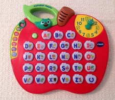 VTech Alphabet Apple - Teaches Letters, Spelling, Time Concepts, 80-139000, EUC