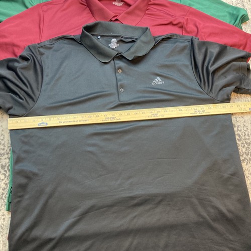 Lot Of 3 Adidas Polo primegreen 2XLT Recycled Polyester Premium Red Black Green - Picture 7 of 24