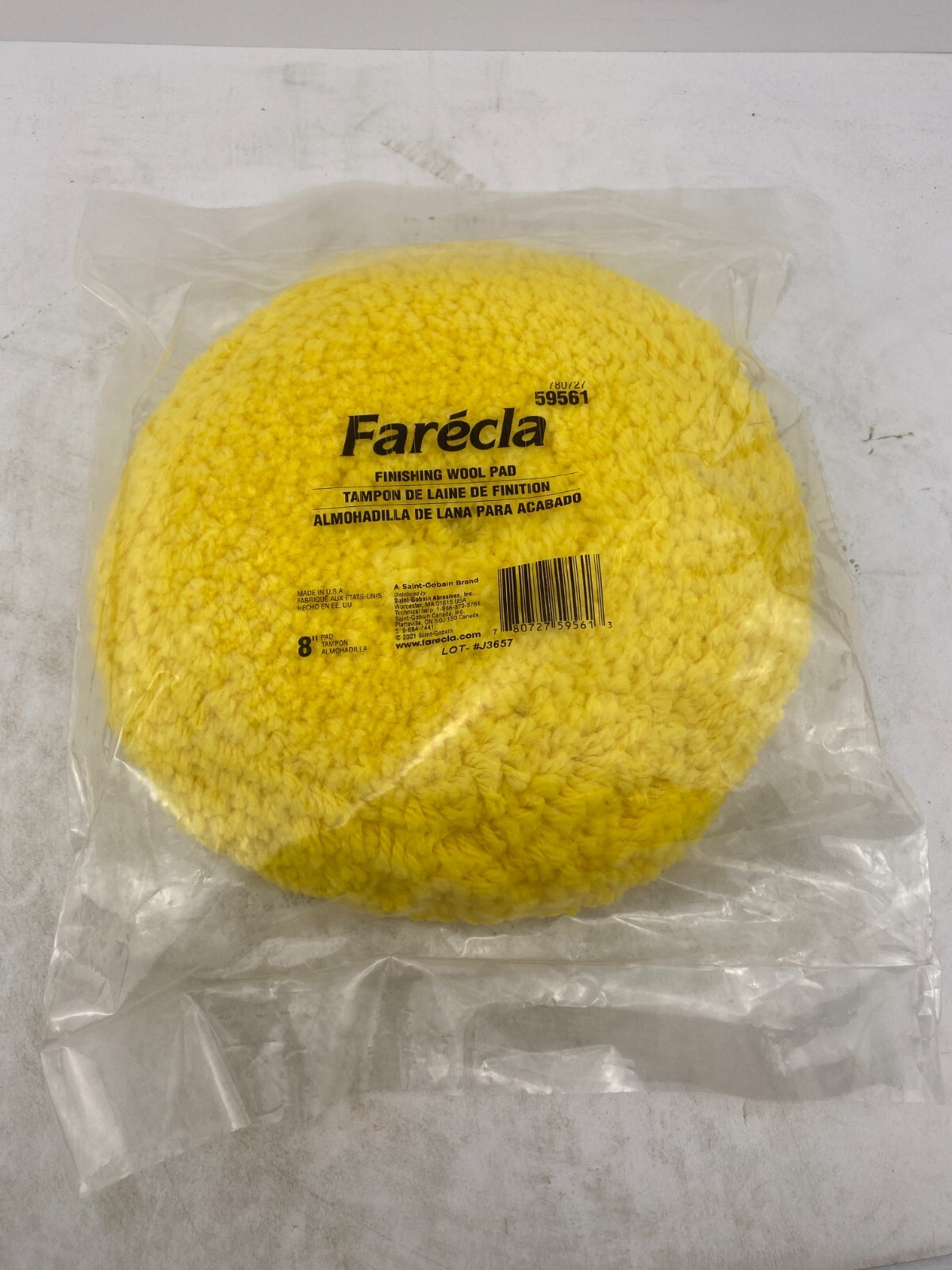 Farecla Saint-Gobain 59561 8" Yellow finishing Wool Pad