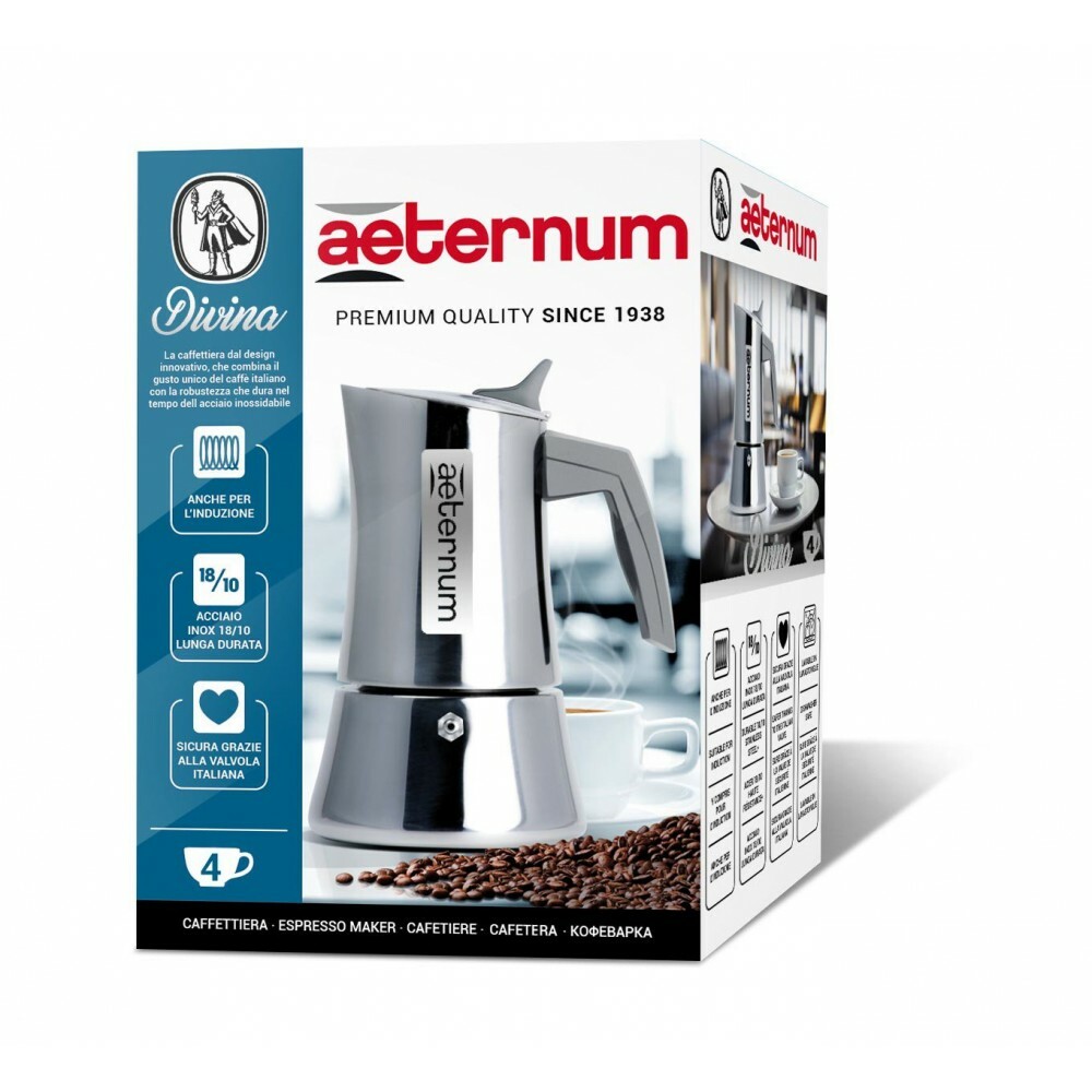 AETERNUM BIALETTI CAFFETTIERA MOKA MACCHINA CAFFE ESPRESSO INOX DIVINA 2 4 6 TZ foto 2