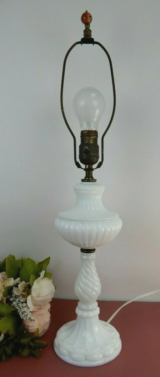 Vintage Beautiful Mid Century Solid Milk Glass Table Lamp eBay