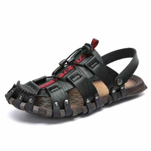 Herren Leder Strandsandalen Sandaletten Schnürung Mode Trekking Sommer Schuhe DE - Bild 3 von 24